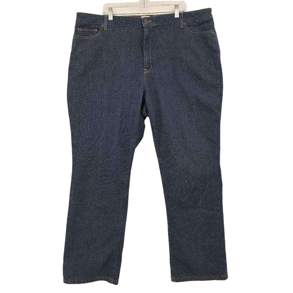 LL Bean Classic Fit Flannel Lined Jeans 24W Reg Dark Wash Denim Outdoors Work